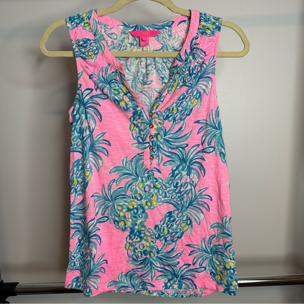 Lilly Pulitzer Essie Sleeveless Top Pelican Pink Beat The Heat Womens Size SMALL